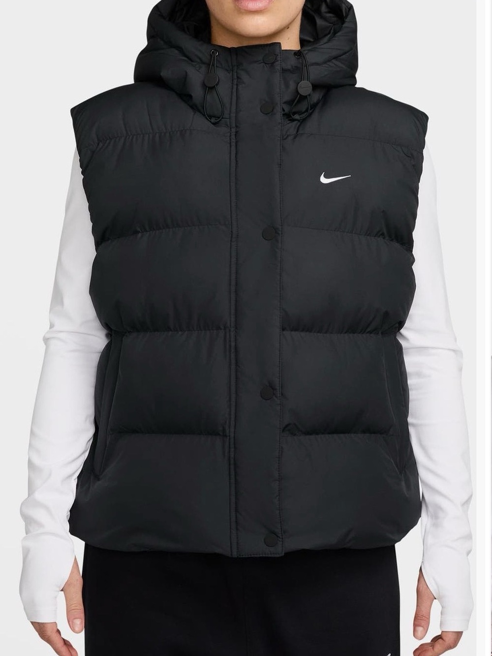 Nike Women's Black Puffer Hooded Vest priced $180 NWT size Large